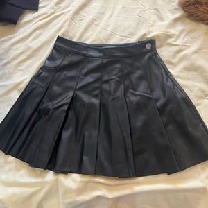 Pleated Vegan Leather Mini Skirt